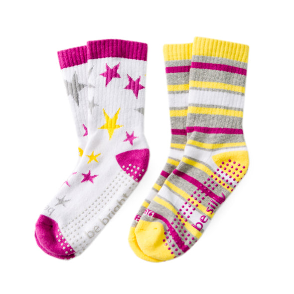 girl 2 pack grip socks 4t-6t polly, sticky be socks, best grip socks, best grippy socks, best yoga socks, best pilates socks