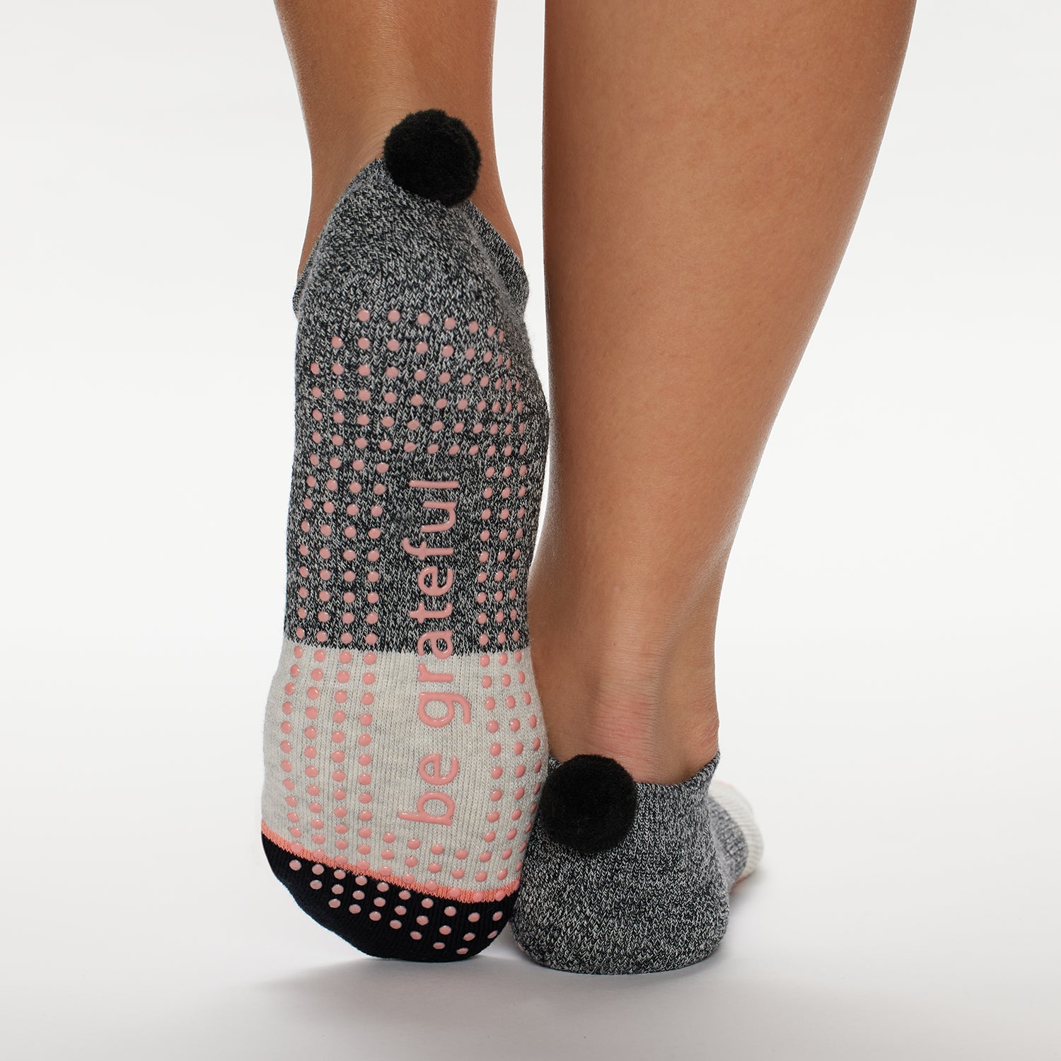Buy Pom Pom Be Grateful Grip Socks Ember Grey Non Slip Grip Socks for Pilates Yoga Barre Sticky Be Socks